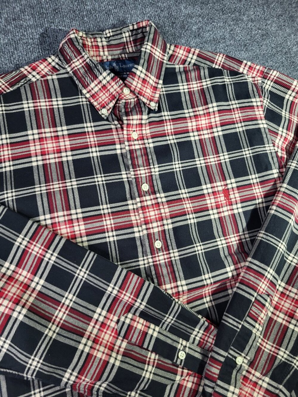 Polo Ralph Lauren Men's Shirt Size L Tall Button Down Blue Red Plaid